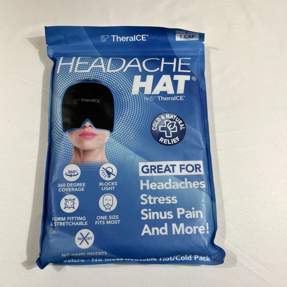 TheraICE Headache Relief Hat Cold Therapy Cap Ice Pack Mask Sinus Stress Tension